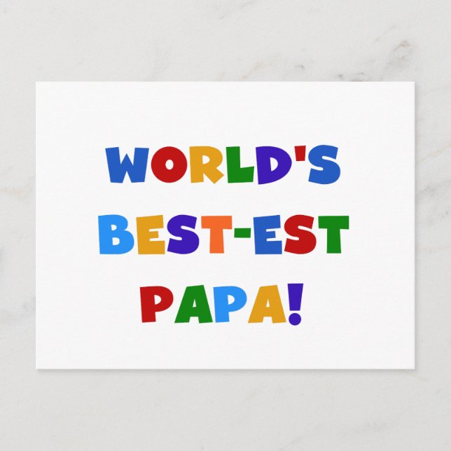 Bright Colours World's Best Papa Tshirts and Gifts Postcard (Front)