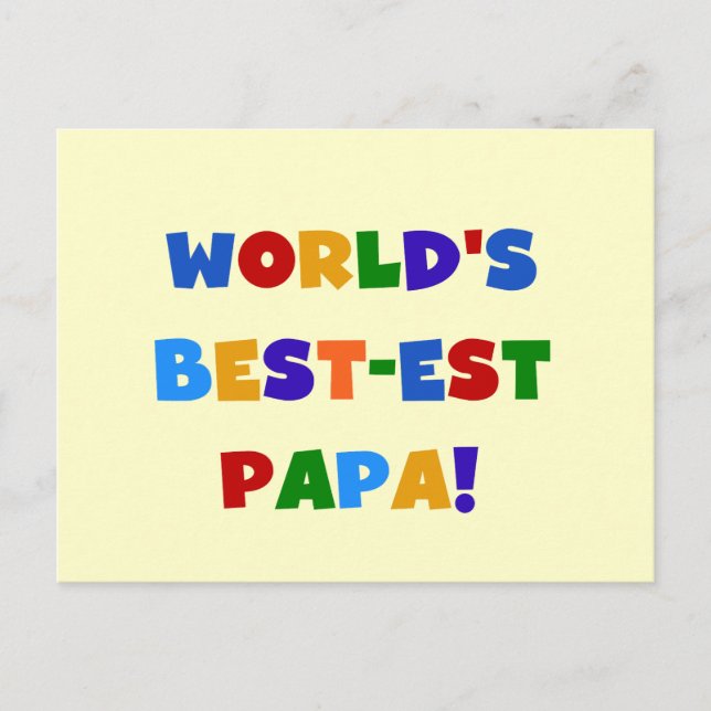 Bright Colours World's Best Papa Tshirts and Gifts Postcard (Front)