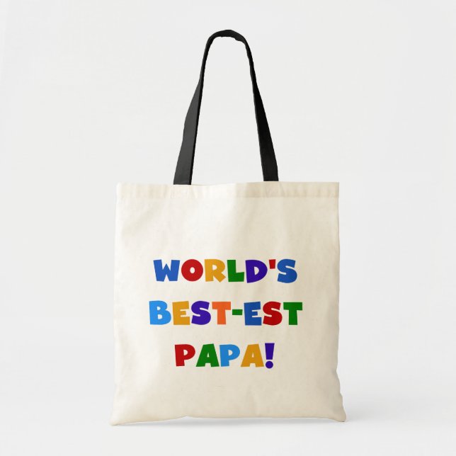 Bright Colours World's Best Papa Tshirts and Gifts Tote Bag (Front)