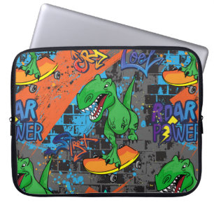 Bright cool seamless pattern with dinosaur on a sk laptop sleeve