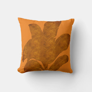 Bright Copper Look Banana Leaves Cushion