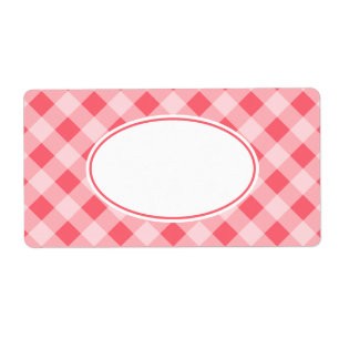 Bright Coral Gingham Labels