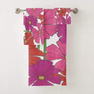 Bright Cosmos Floral Print Bath Towel Set