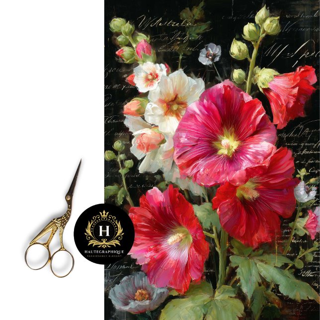 Bright Cottage Hollyhock Decoupage Tissue Paper (Turn a Vanity into a Garden-Inspired Showpiece.)