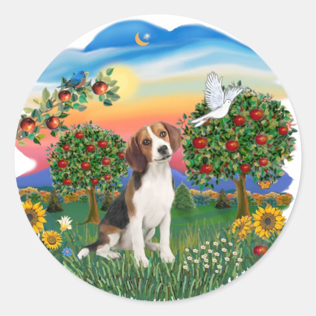 Bright Country - Beagle 1 Classic Round Sticker (Front)