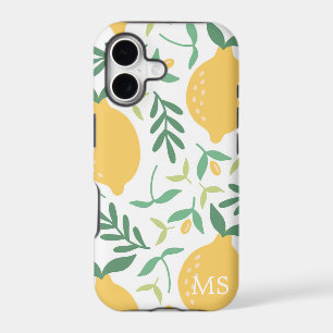 Bright Country Farm Yellow Lemon Pattern Monogram
