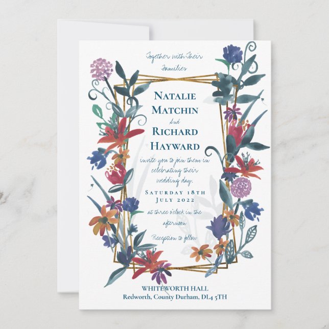 Bright country floral carnival wildflower invitation (Front)