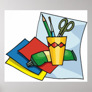 Bright Craft Supplies Colorful Art Tools Poster