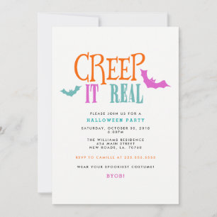 Bright Creep It Real Halloween Party Invitation
