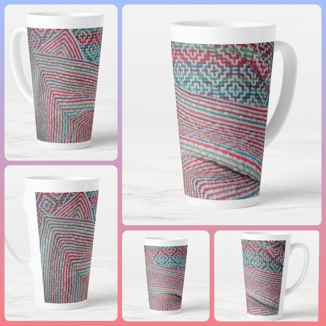 Bright Crocheted Patterns Latte Mug (Creator Uploaded)