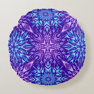 Bright crystal snowflakes ornament   round cushion