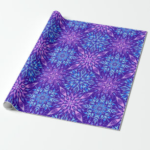 Bright crystal snowflakes ornament wrapping paper