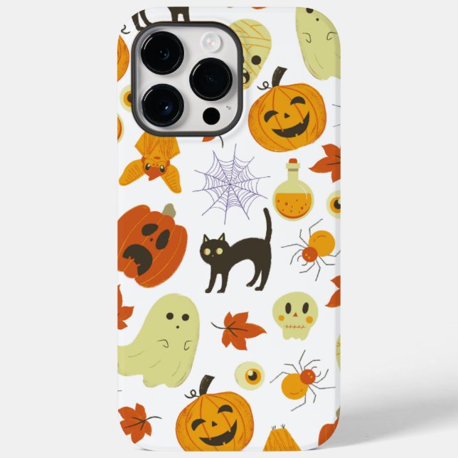 Bright Cute Autumn Orange Halloween Pattern Case-Mate iPhone Case (Back)