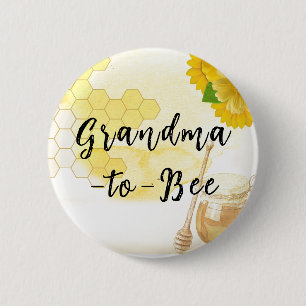 Bright Cute Honey with Greenery and Yellow Flowers 6 Cm Round Badge