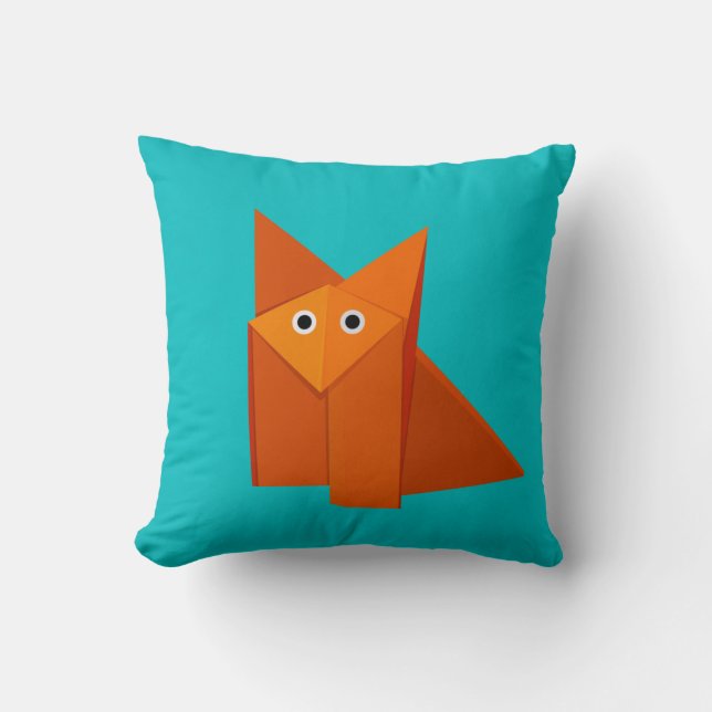 Bright Cute Origami Fox Cushion (Front)