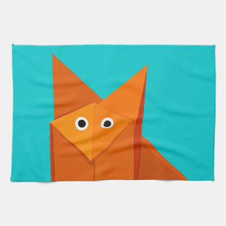 Bright Cute Origami Fox Tea Towel