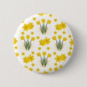 Bright daffodils, seamless pattern 6 cm round badge