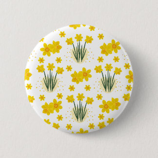 Bright daffodils, seamless pattern 6 cm round badge