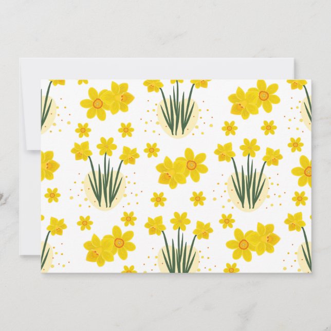 Bright daffodils, seamless pattern invitation (Front)