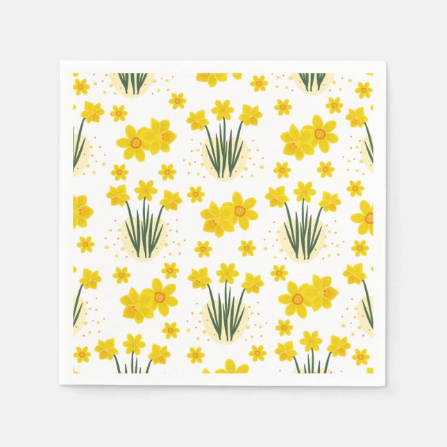 Bright daffodils, seamless pattern napkin (Front)