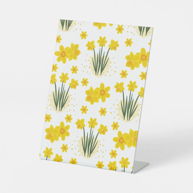 Bright daffodils, seamless pattern pedestal sign (Front)