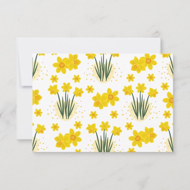 Bright daffodils, seamless pattern thank you card (Front)