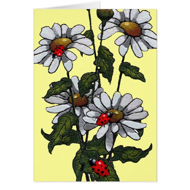 Bright Daisies and Ladybugs: Original Art (Front)