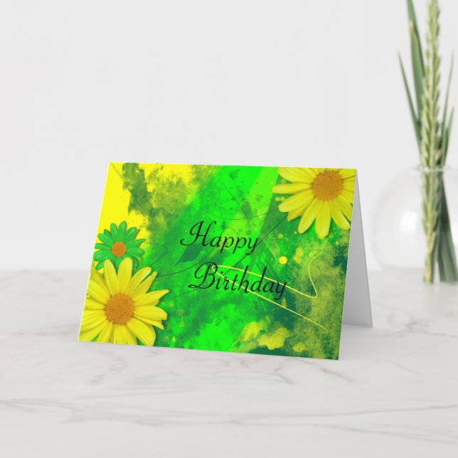 Bright Daisies Birthday Card (Front)