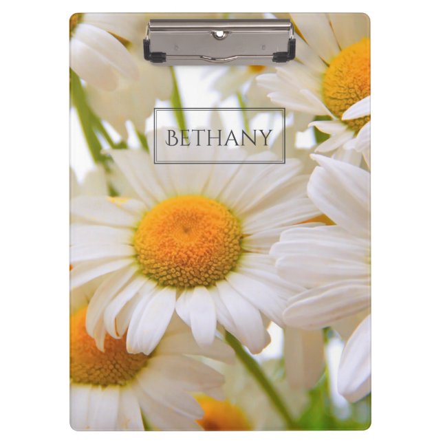 Bright Daisies Elegant Personalised Clipboard (Front)