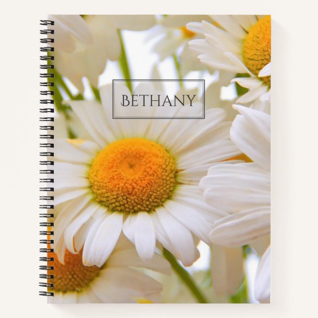 Bright Daisies Elegant Personalised Notebook (Front)