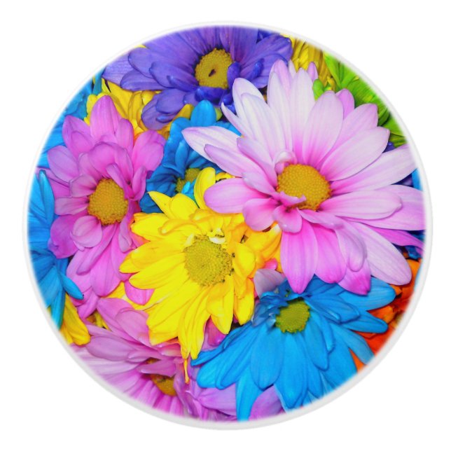 Bright Daisy Flower Door Knob (Front)