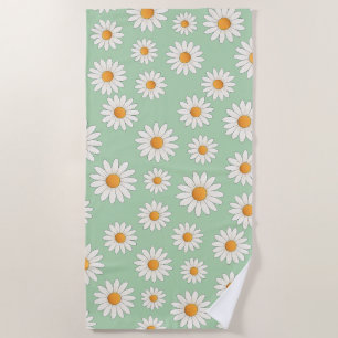 Bright Daisy Pattern – Floral Summer Accessory - Beach Towel
