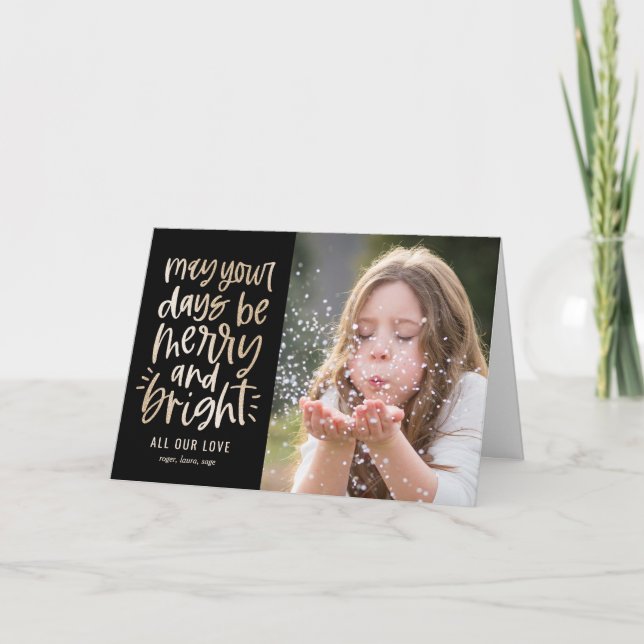 Bright Days EDITABLE COLOR Holiday Photo Card (Front)