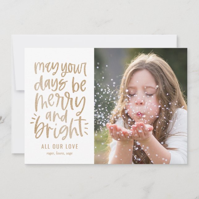 Bright Days EDITABLE COLOR Holiday Photo Card (Front)