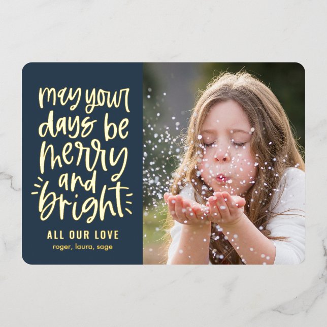 Bright Days Foil Holiday Card Editable Colour (Front)