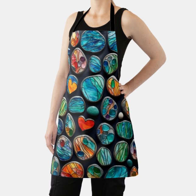 Bright Decorative Painted Stones Apron (Insitu)