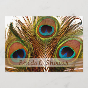 Bright decorative peacock feathers Bridal Shower Invitation
