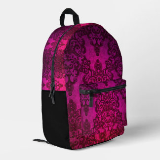 Bright Deep Pink Damask Bohemain Style Printed Backpack