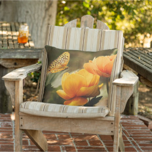 Bright Deep Yellow Flowers with Butterfly Cushion