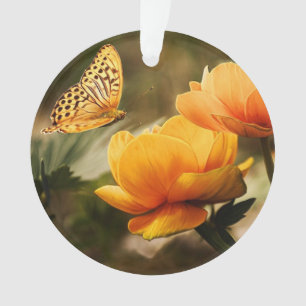 Bright Deep Yellow Flowers with Butterfly Ornament