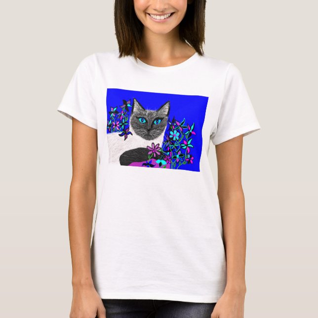 bright detailed handpainted cat shirt (Front)