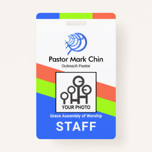 Bright Diagonal Colours Christian Photo ID ID Badge