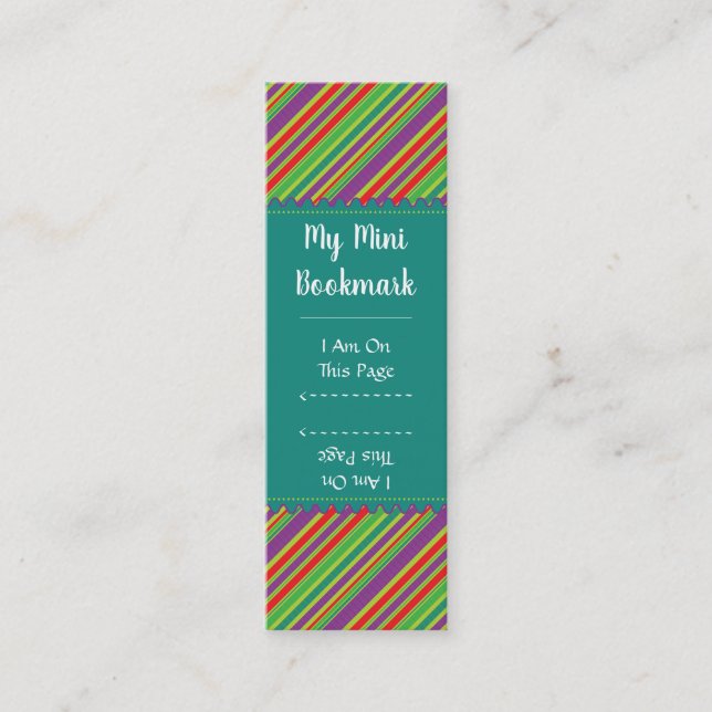 Bright Diagonal Stripe Pattern Mini Page Marker Mini Business Card (Front)