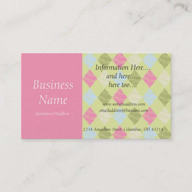 Bright Diamond Pattern 2 Business Card (Front)