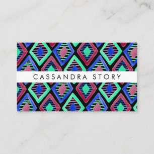 Bright Diamonds Watercolor Modern Pattern Black Business Card