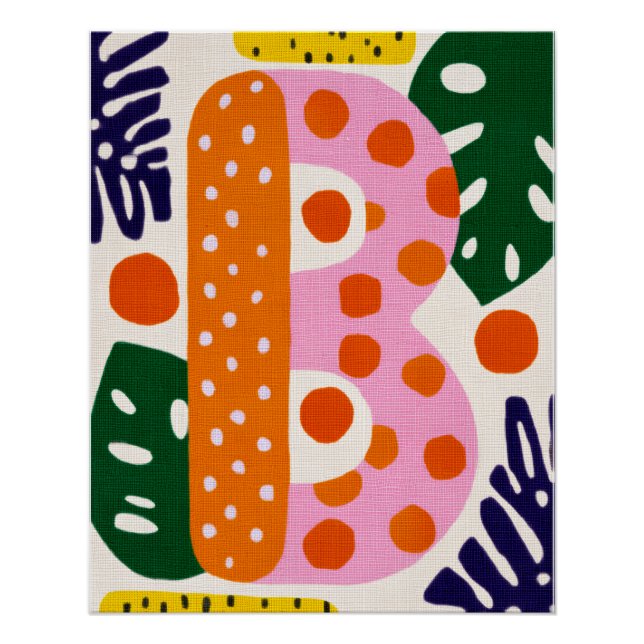 Bright Dopamine Decor Monogram Letter B Poster (Front)