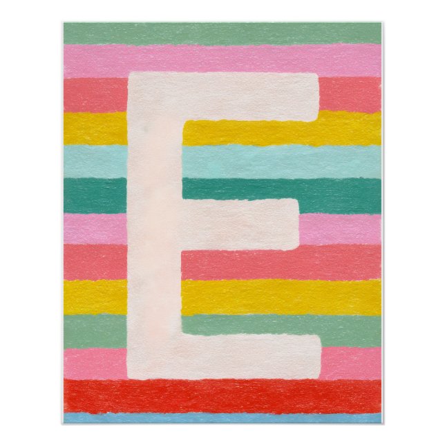 Bright Dopamine Decor Monogram Letter E Poster  (Front)