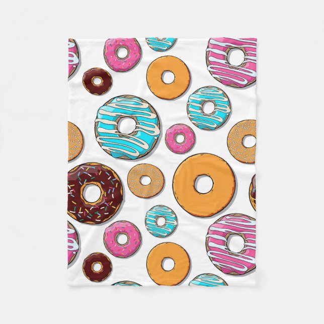 Bright Doughnut Whimsical Pattern Fleece Blanket (Front)