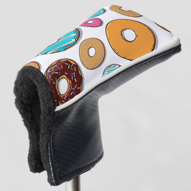 Bright Doughnut Whimsical Pattern Golf Head Cover (3/4 Front)