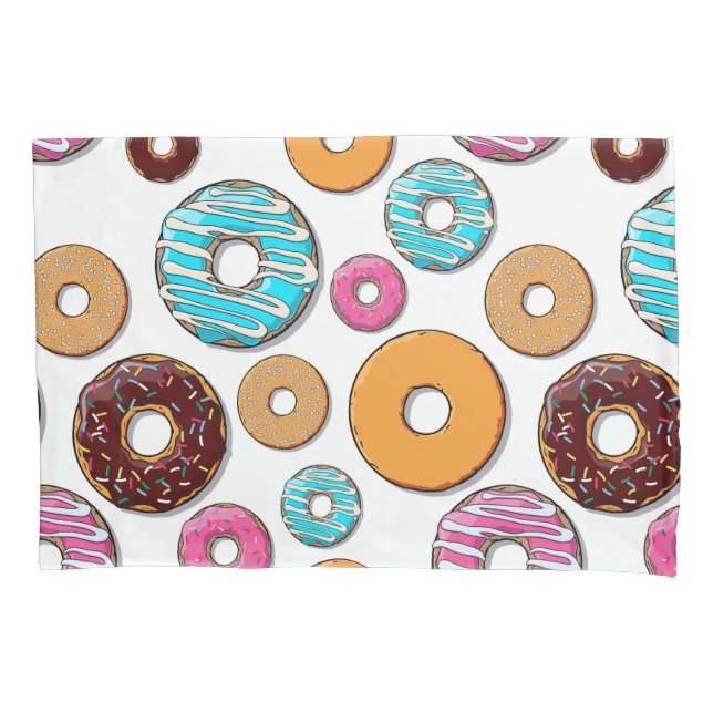 Bright Doughnut Whimsical Pattern Pillowcase (Front)